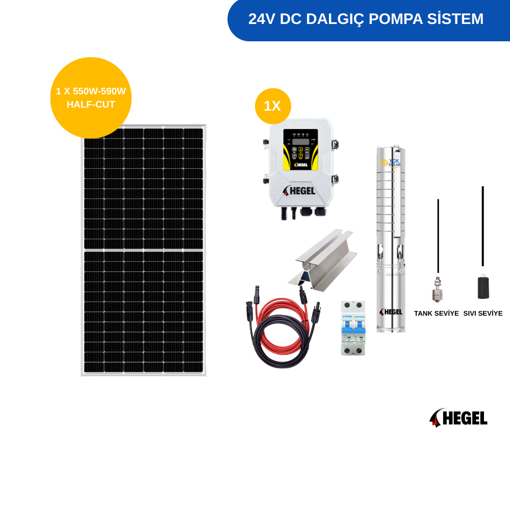 DC POMPA - 1 adet Güneş Paneli ile Çalışan 24 Volt Sulama Paketi